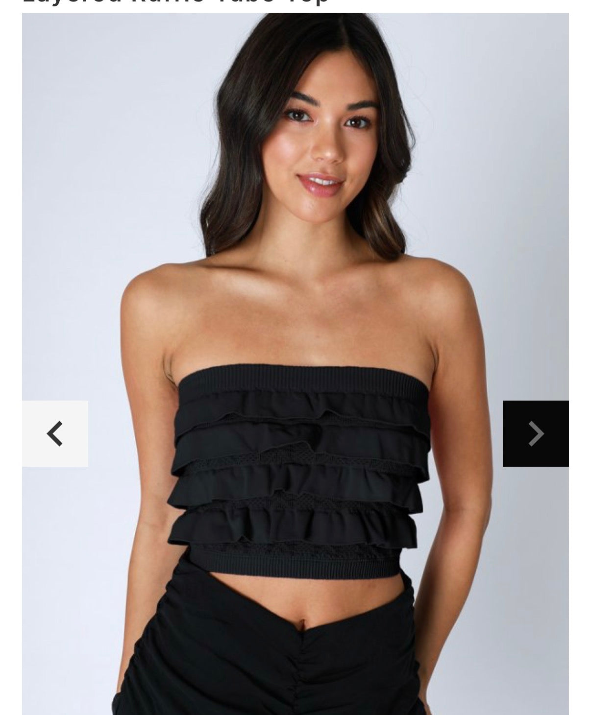 NIKIBIKI LAYERED RUFFLE TUBE TOP IN BLACK