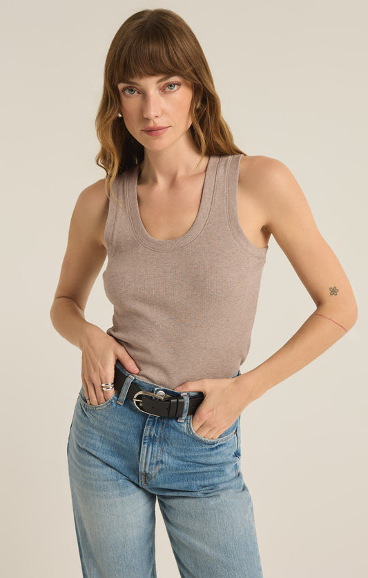 Z SUPPLY SIRENA RIB TANK IN HEATHER TAUPE