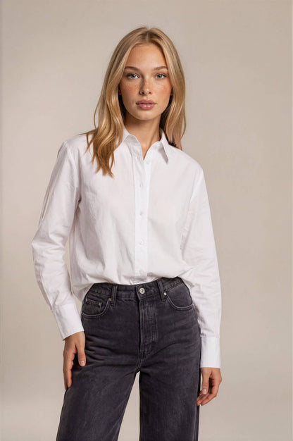 Split front button down shirt