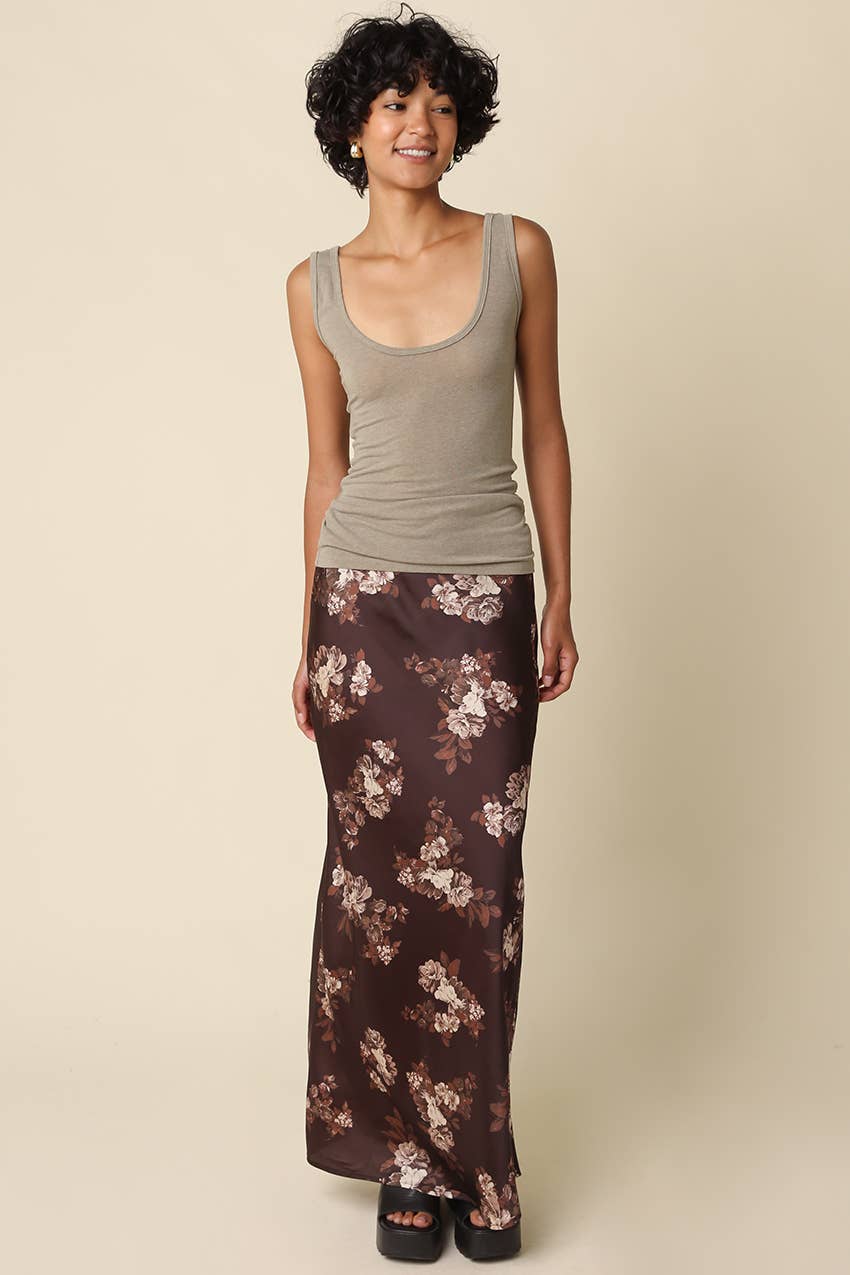 Kirana Floral Satin Maxi Skirt