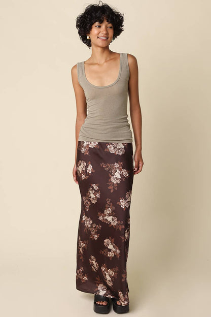 Kirana Floral Satin Maxi Skirt