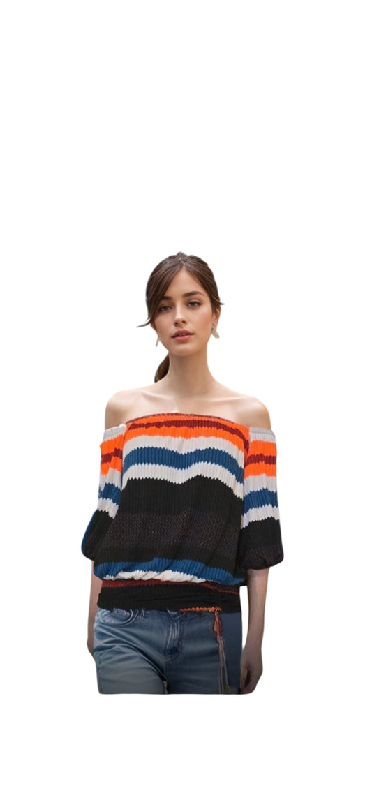 VAVA JENNY HALF SLEEVE DRAWN STRING TOP