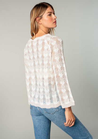 Long Sleeve Chevron Crochet Sweater