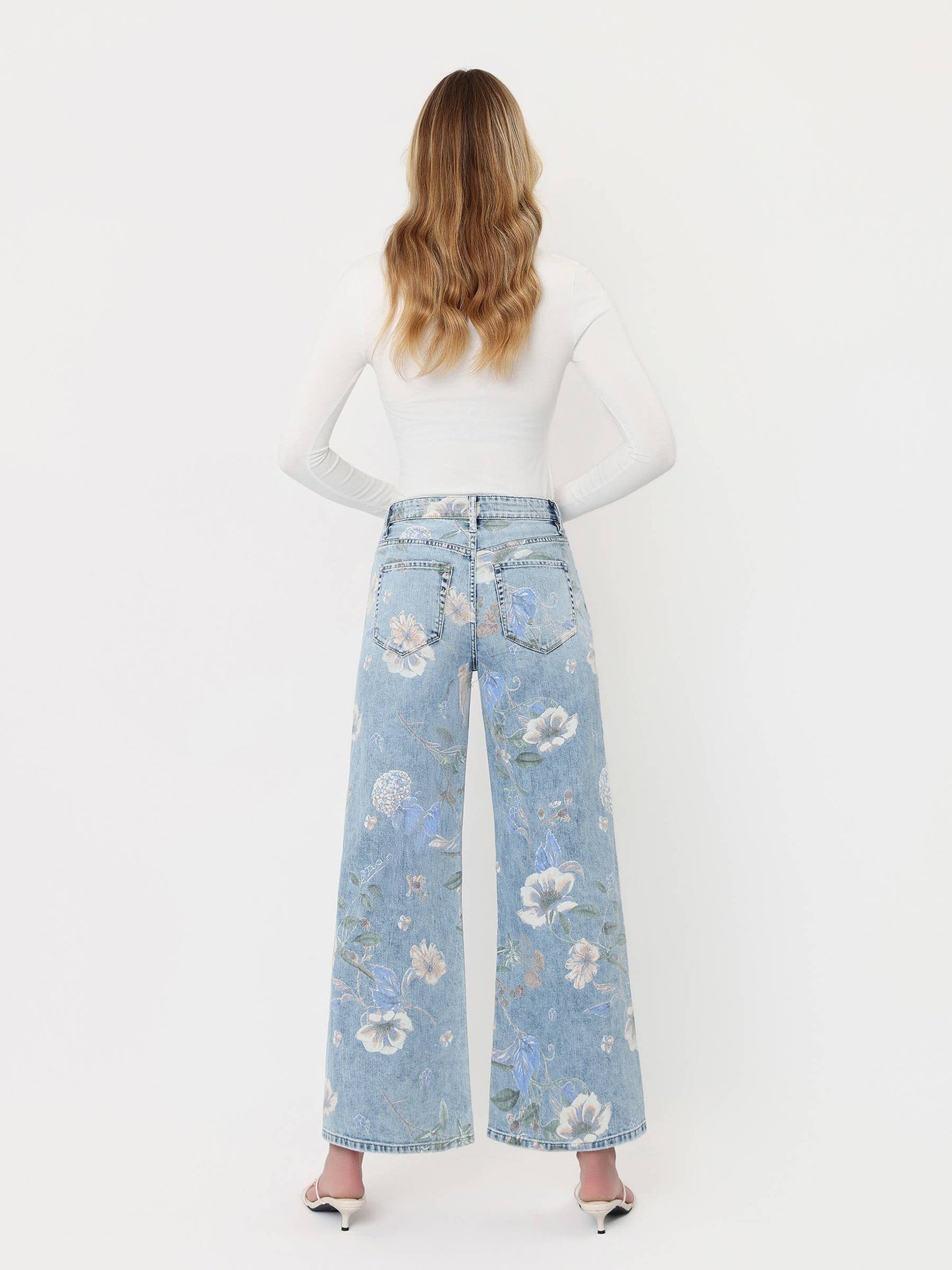 VERVET SUPER HIGH RISE FLORAL EXTREME VINTAGE FLARE JEANS