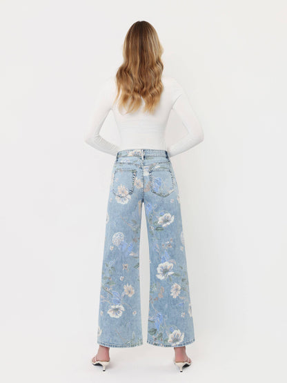 VERVET SUPER HIGH RISE FLORAL EXTREME VINTAGE FLARE JEANS