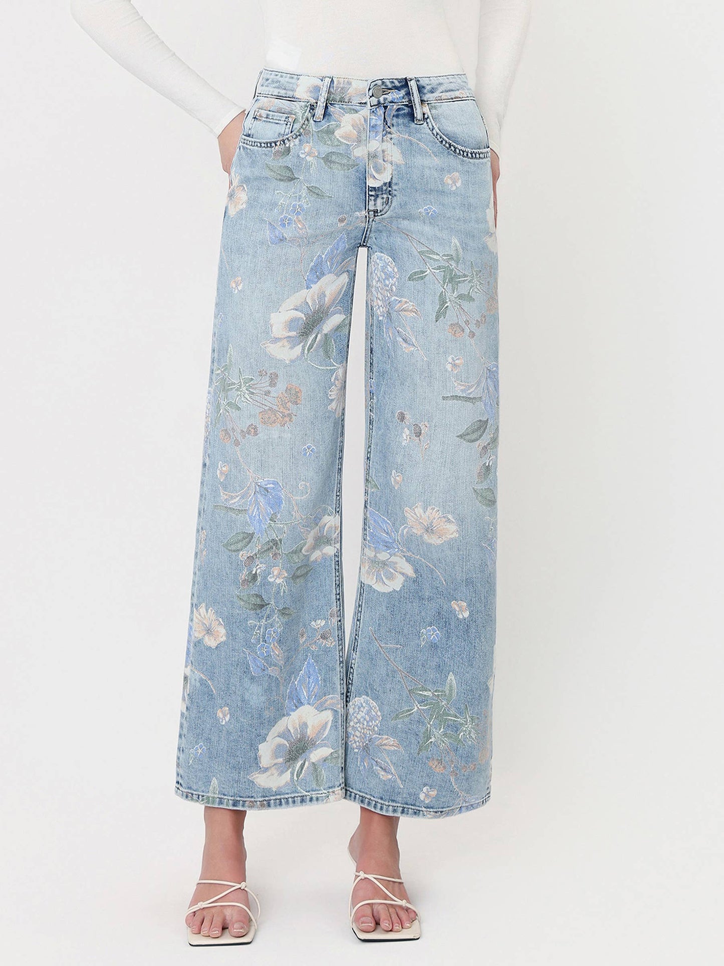 VERVET SUPER HIGH RISE FLORAL EXTREME VINTAGE FLARE JEANS