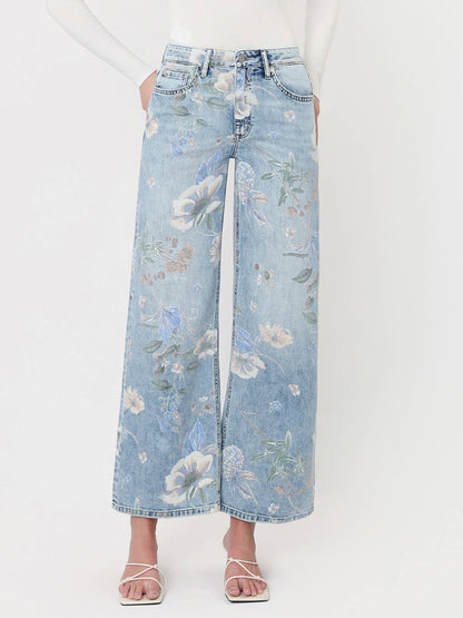 VERVET SUPER HIGH RISE FLORAL EXTREME VINTAGE FLARE JEANS