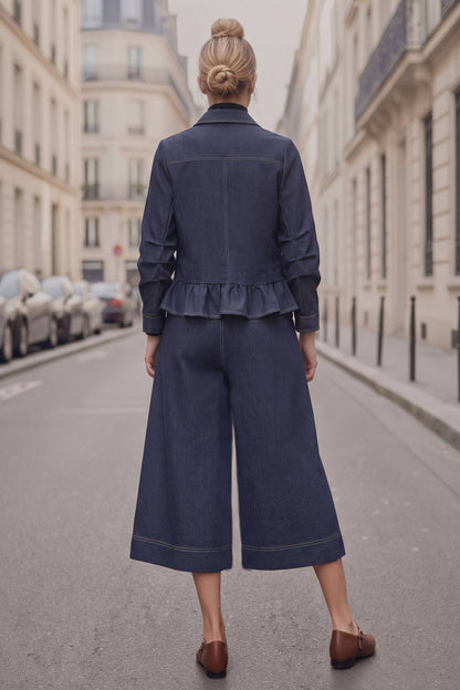PIPER DRAWSTRING CAPRI DENIM PANTS