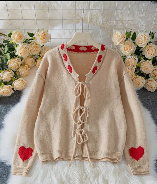 HEART TIE FRONT CARDIGAN