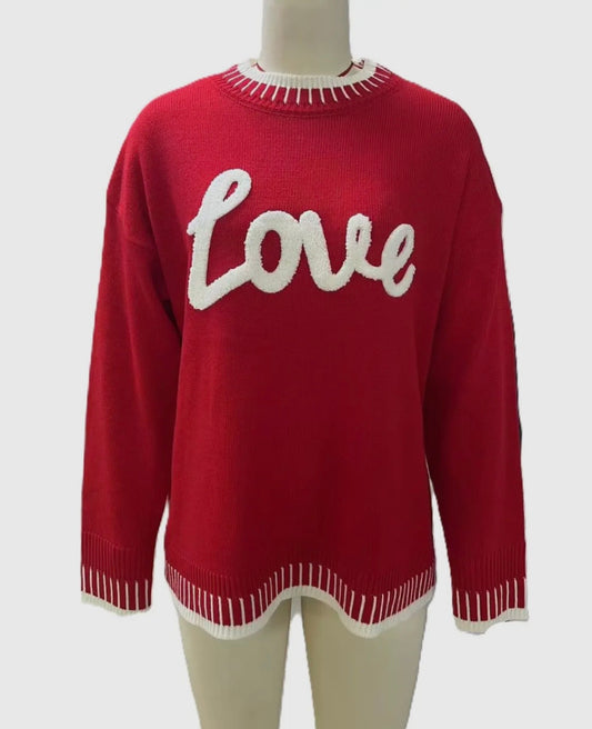 LOVE VALENTINES SWEATER IN RED