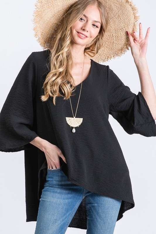 DRESSY VNECK OVERLAP  IN BLACK