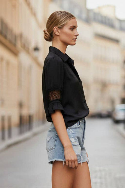 VAVA MILA LACE INSERT BLOUSE