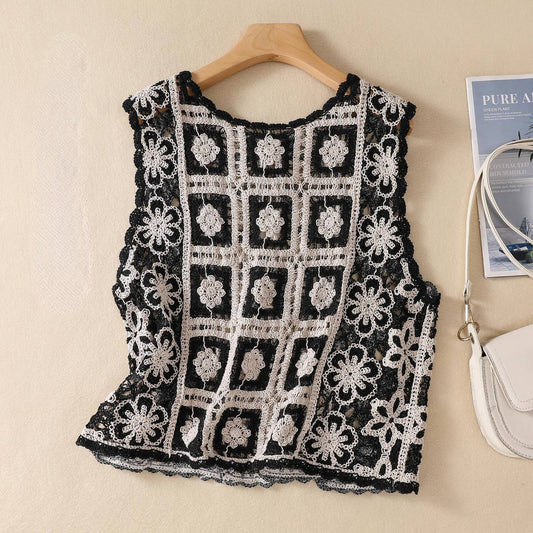 Crochet Vintage Bohemian Vest IN BLACK O/S