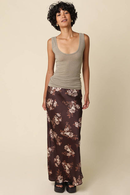 Kirana Floral Satin Maxi Skirt