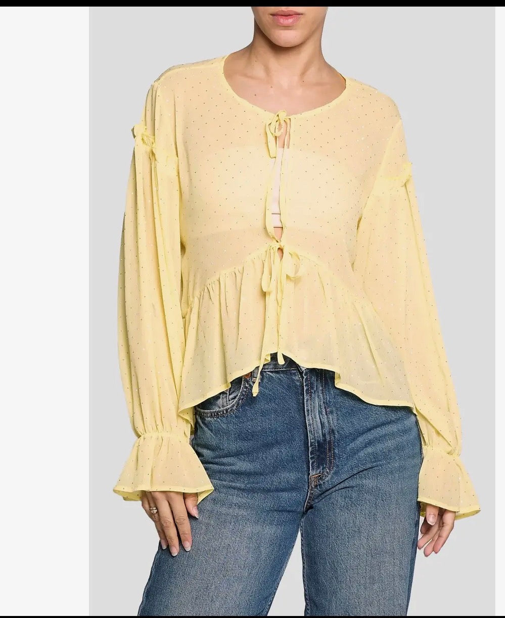 Yellow ruffle blouse