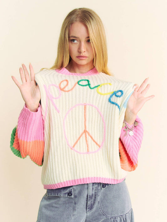 3D Chunky Thread Multi-Striped Sweater Top