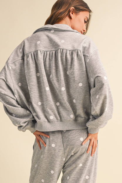 Polka DOT HALF ZIP SWEATSHIRT AND SWEATPANT SET