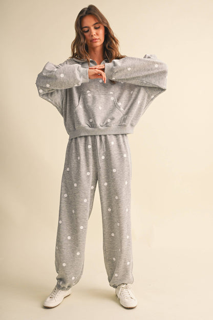 Polka DOT HALF ZIP SWEATSHIRT AND SWEATPANT SET