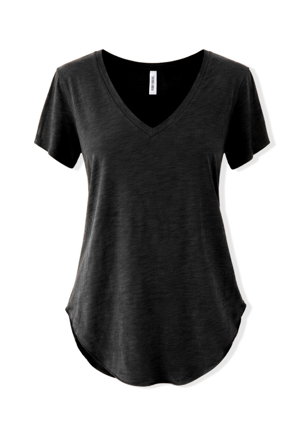 PREMIUM PLUNGE V-NECK SIDE SLIT TOP in black