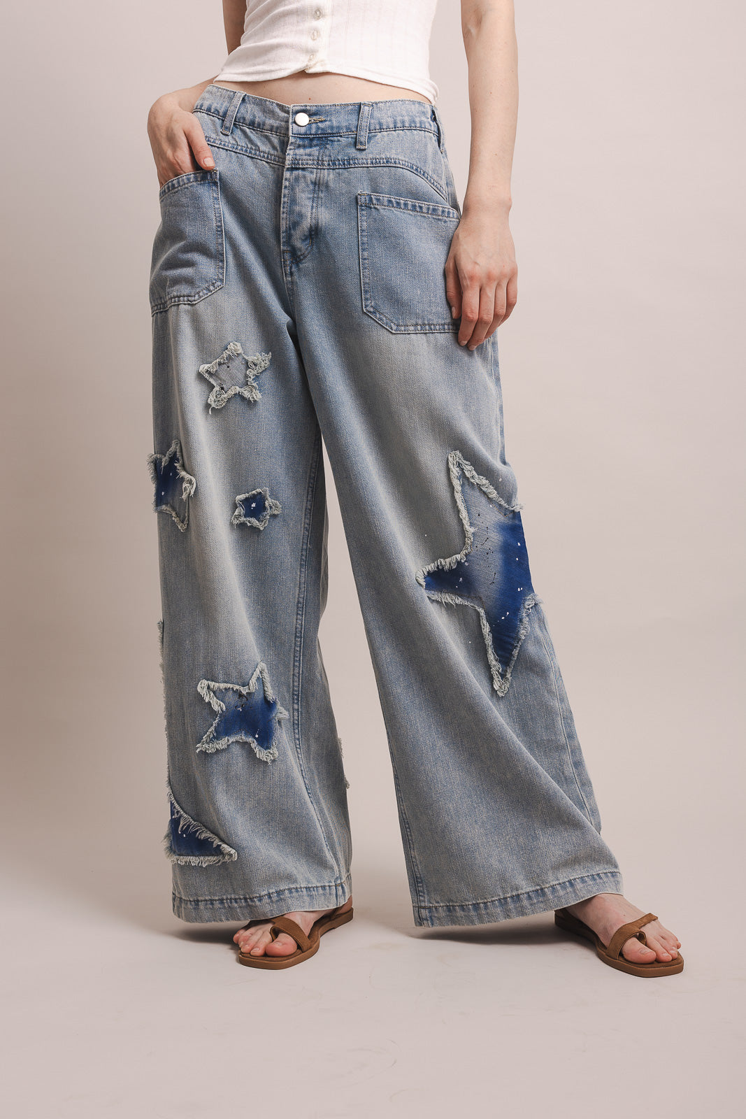 Star and Moon wide leg denim pants