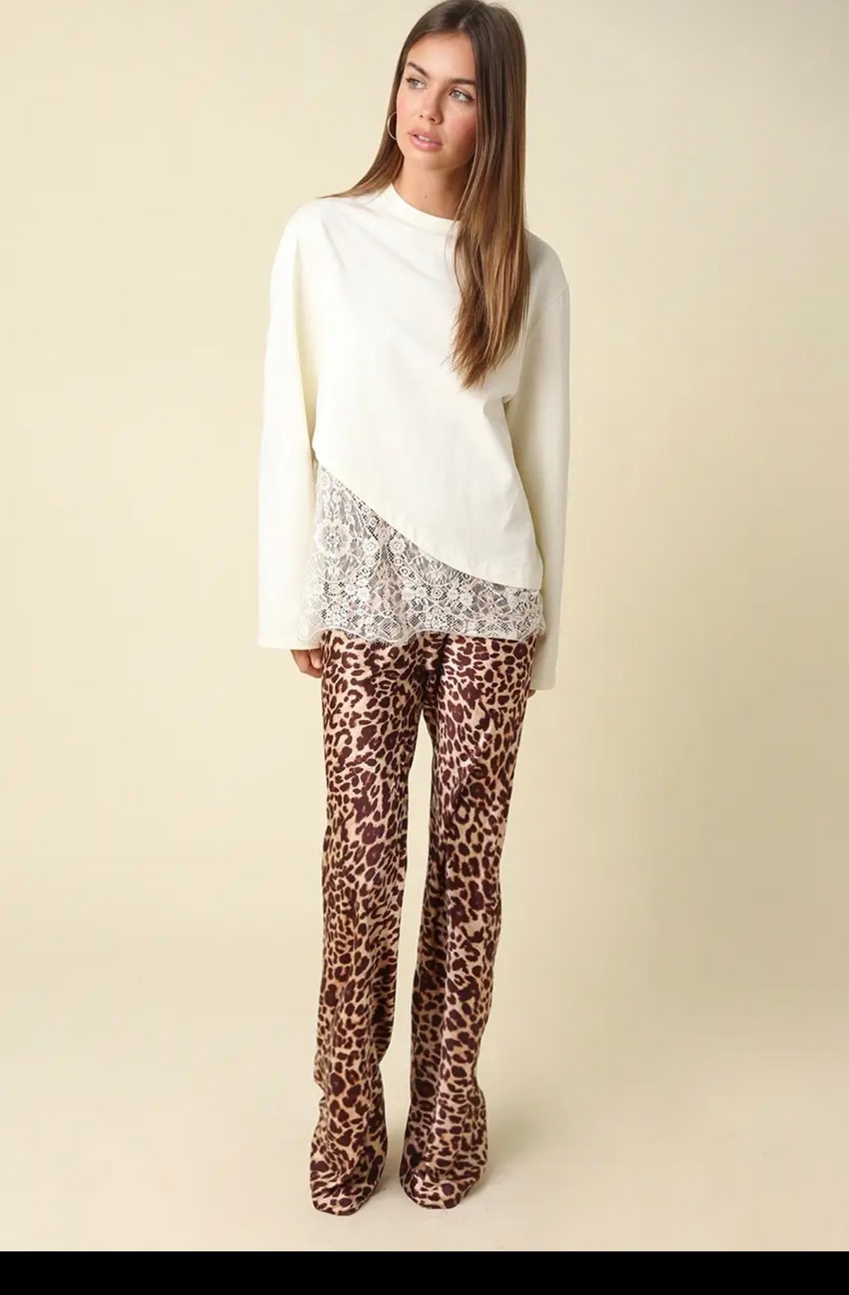 Charlie Asymmetric Lace Trim Top