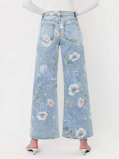 VERVET SUPER HIGH RISE FLORAL EXTREME VINTAGE FLARE JEANS
