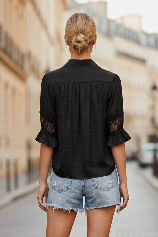 VAVA MILA LACE INSERT BLOUSE