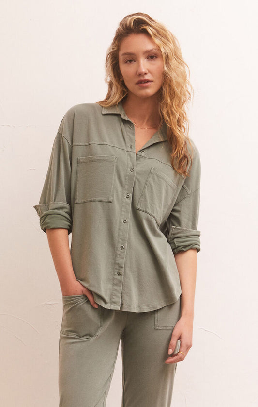 Z SUPPLY Niccola Button Up Top IN EVERGREEN