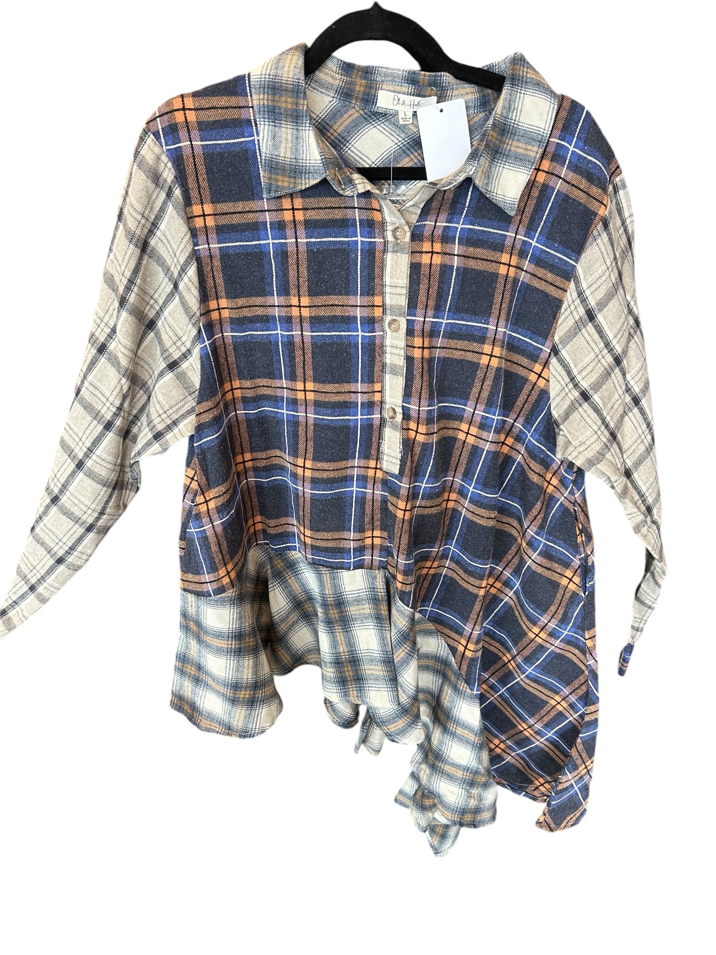 PLAID MIXED ASYMETRICAL TOP