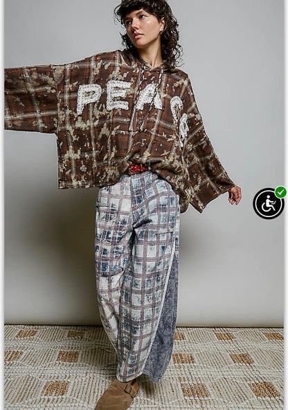 PEACE PLAID HOODIE
