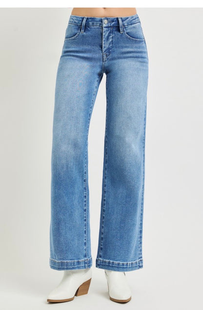 ￼ Risen wide leg, jean tummy control