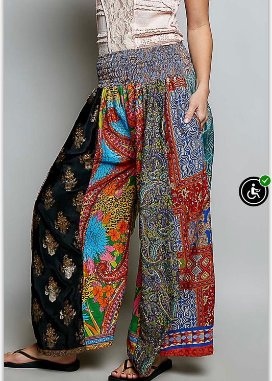 SMOCKED FLOWY PANT - assorted colors one size
