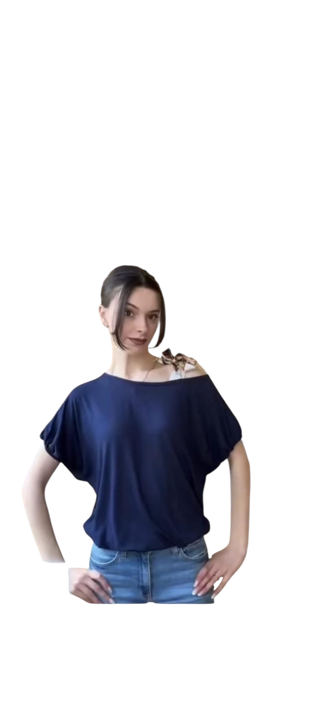 VAVA LOUISA CHAIN STRAP TOP IN NAVY