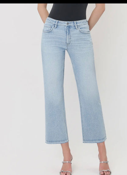 VERVET SWANKY MID RISE CROP SLIM WIDE WITH UNDONE HEM jean