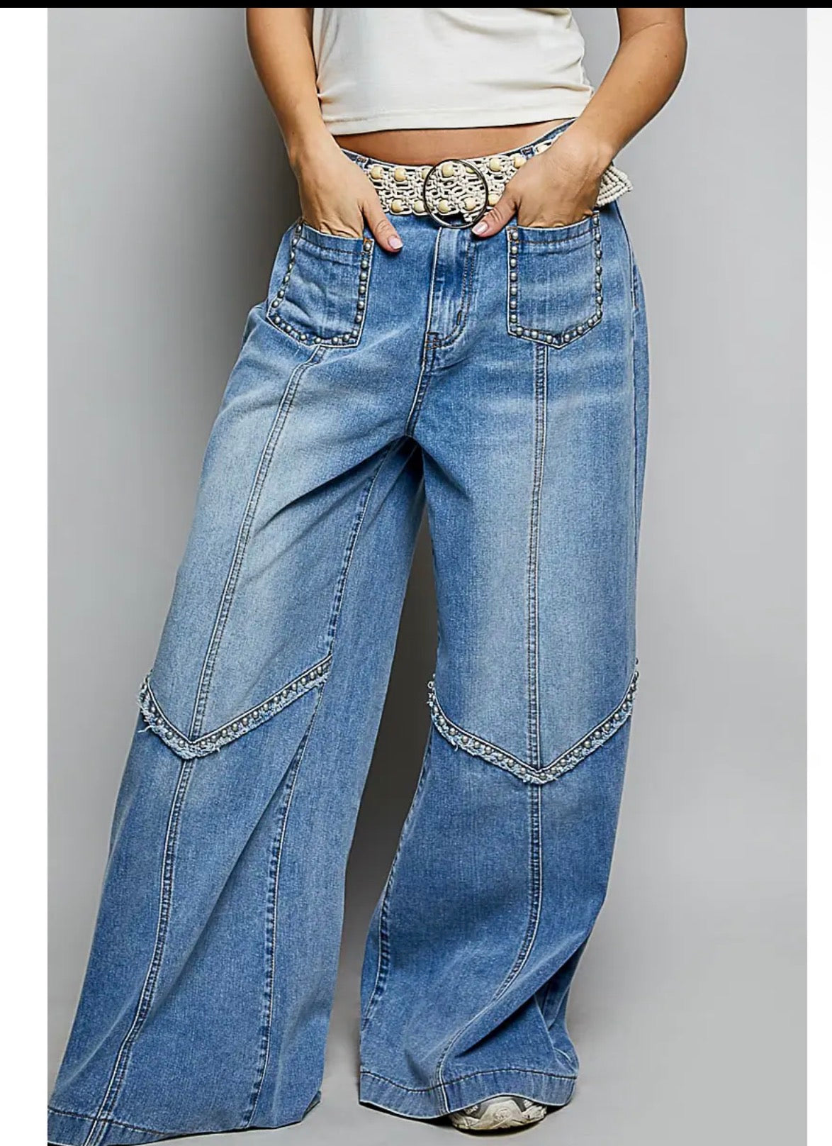 GROMMET WIDE LEG JEANS