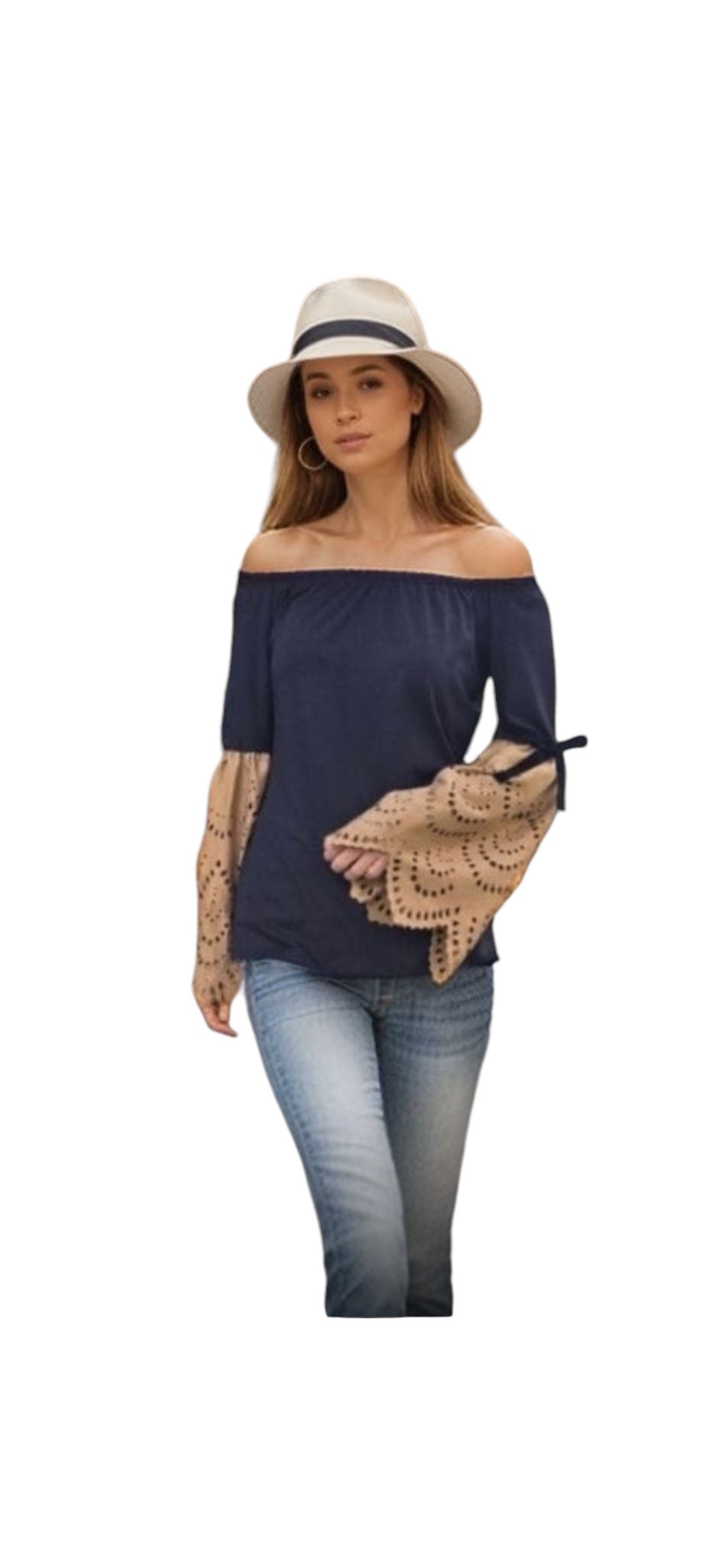 VAVA FAYA OFF SHOULDER IN BLAC/CAMEL SUEDE