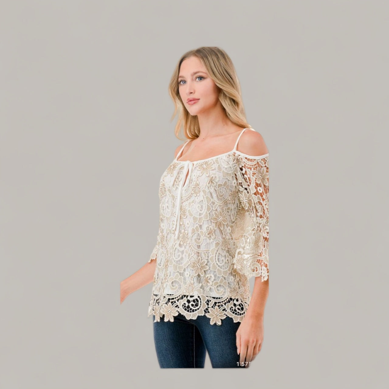 VAVA FLEURETTE IVORY LACE TOP