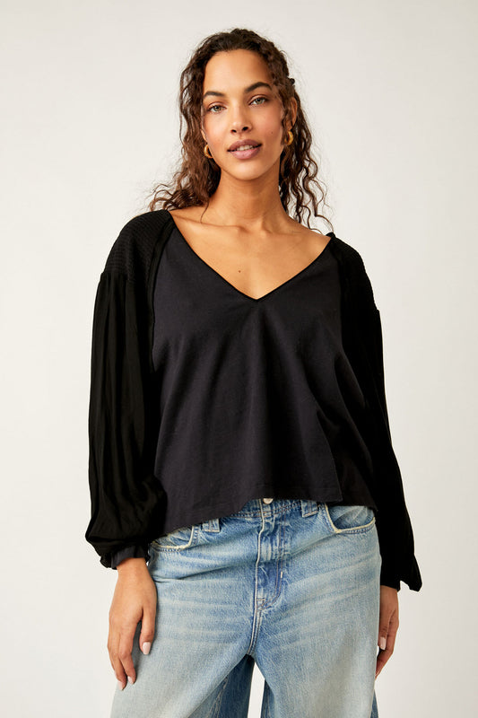 FREE PEOPLE KATHY TEE IN BLACK