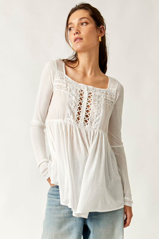 FREE PEOPLE PRETTY PLEASE TUNIC IN IVORY