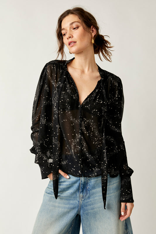 FREE PEOPLE STARS ALIGN PRINTED TOP NIGHT COMBO