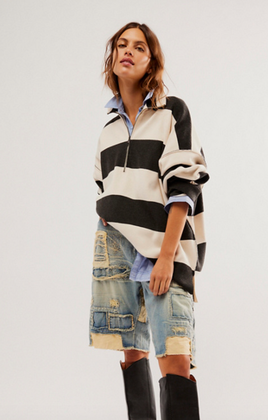 FREE PEOPLE COASTAL STRIPE PULLOVER