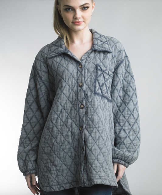 BLUE QUILTED JACKET