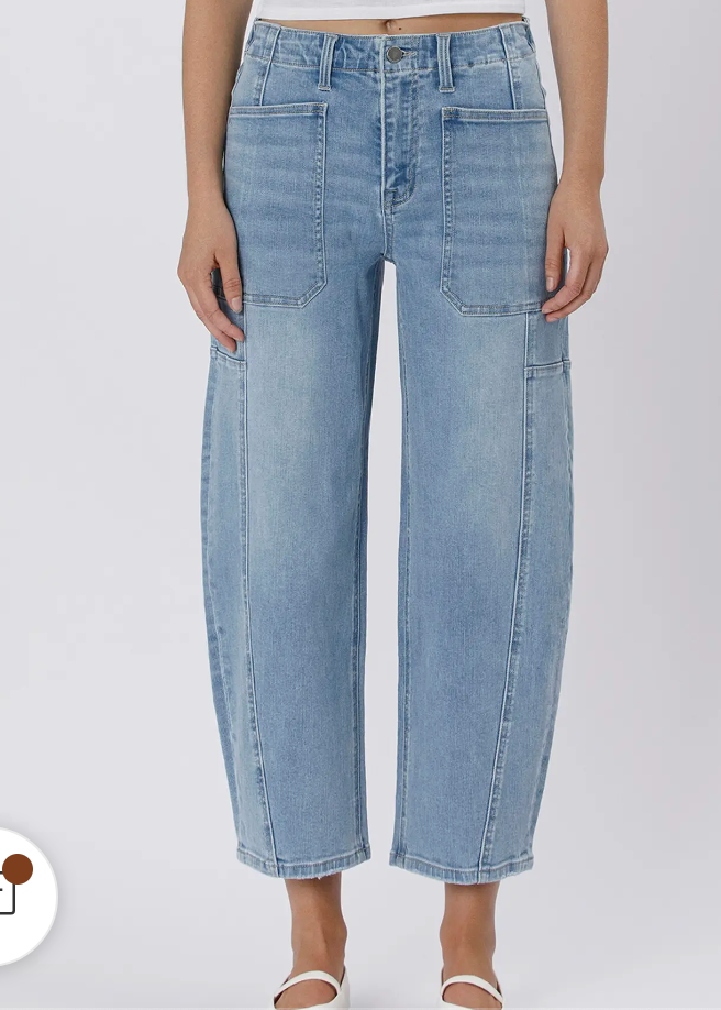 FLYING MONKEY Super High Rise Elastic Band Barrel Jeans F5831