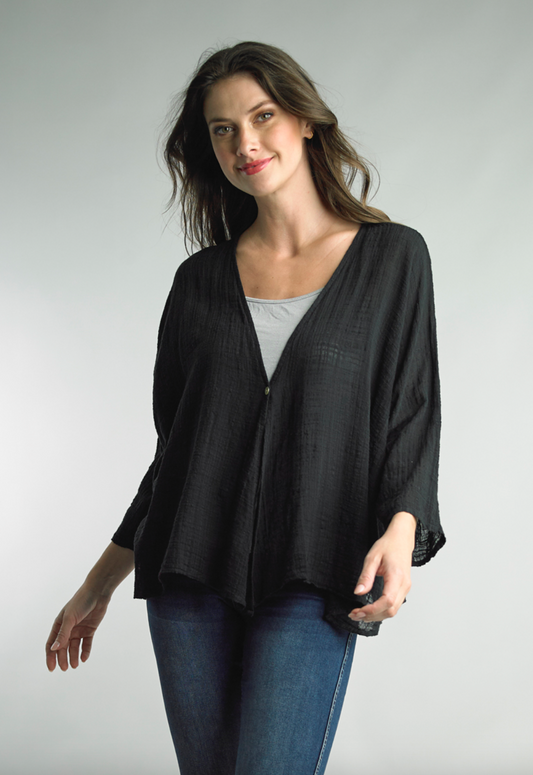 BLACK BUTTON CARDI