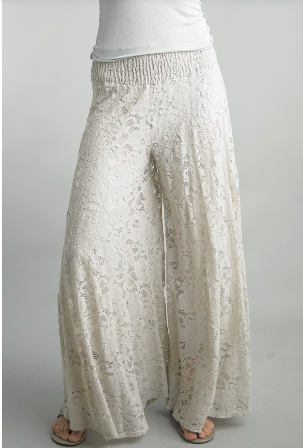 BEIGE LACE PALAZZO PANTS