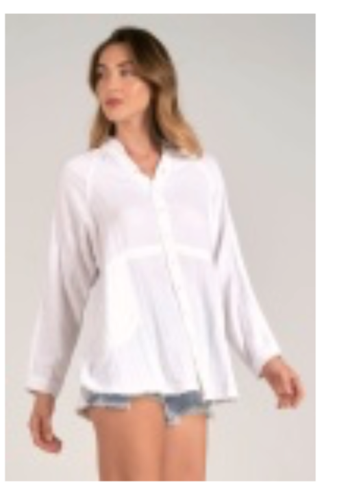 ELAN SP24 BUTTON DOWN TOP IN WHITE