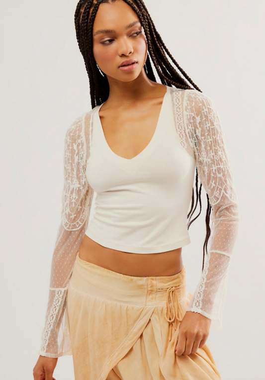 FREE PEOPLE WHOS THAT GIRL LONG SLEEVE IN IVORY