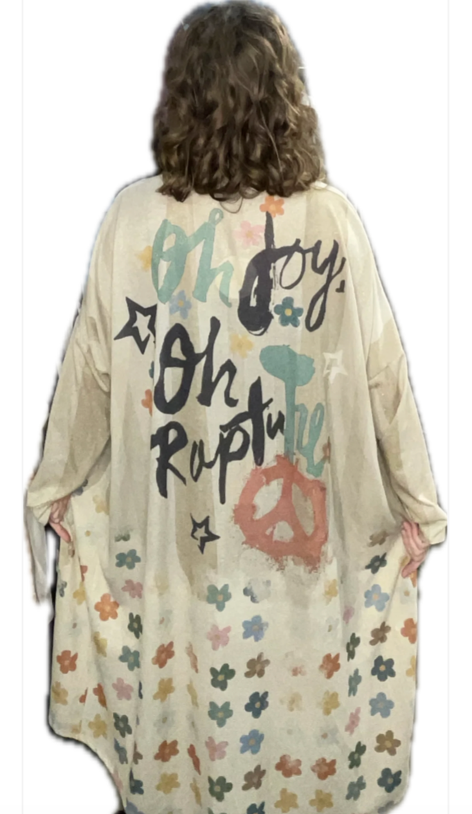 "Oh Joy" Peace Kimono ONE SIZE