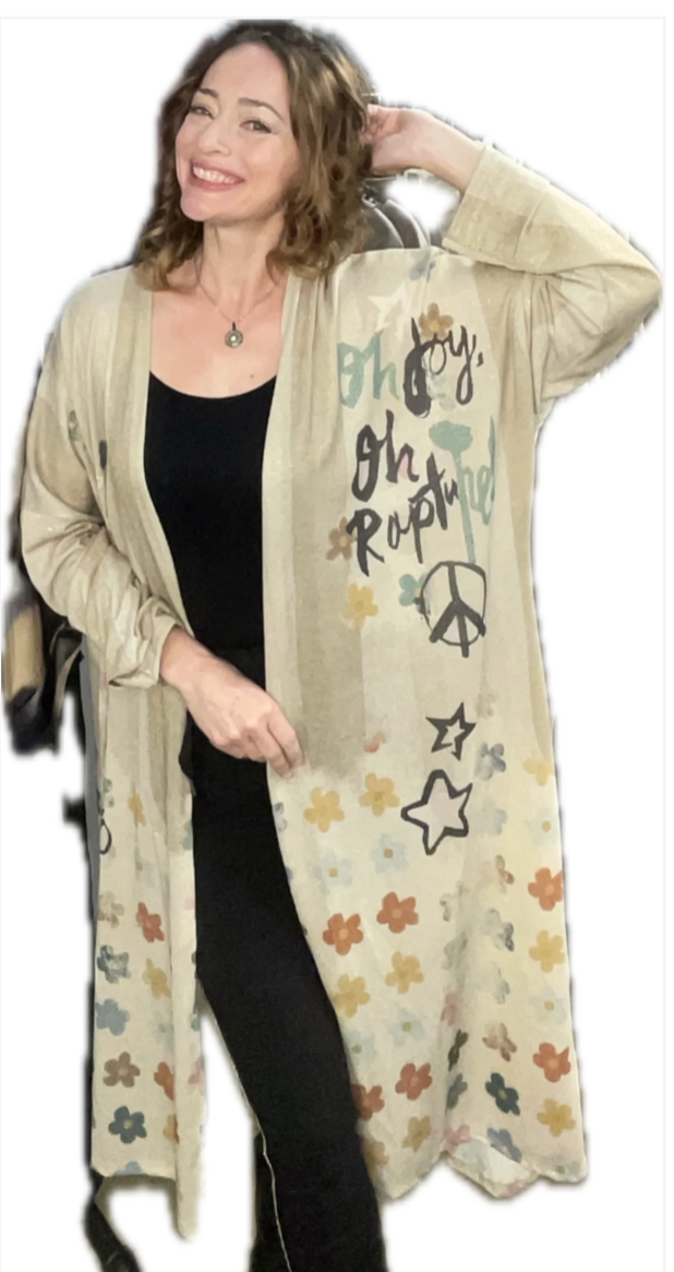 "Oh Joy" Peace Kimono ONE SIZE