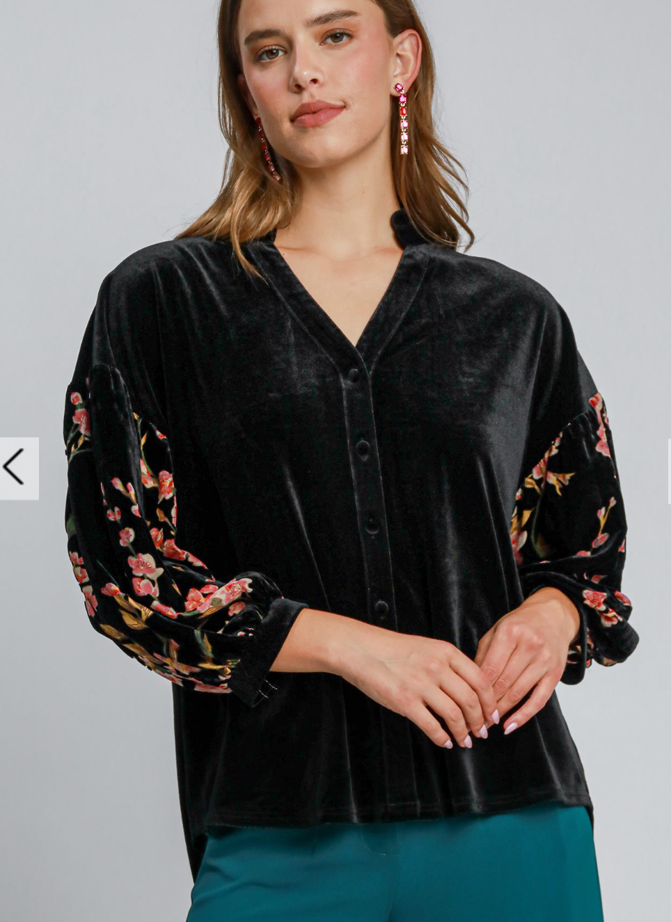 Puff Sleeved Velvet Top